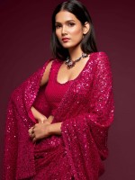 Deep Pink Pure Georgette Saree